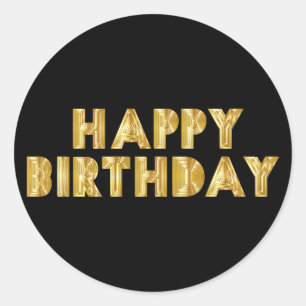 Gold Happy Birthday Classic Round Sticker