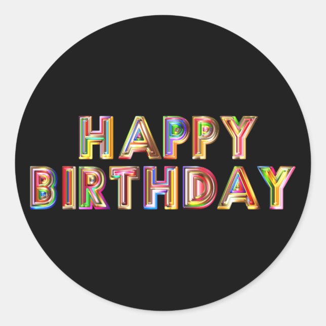 Gold Happy Birthday Classic Round Sticker (Front)