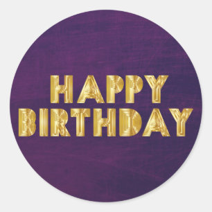 Gold Happy Birthday Classic Round Sticker
