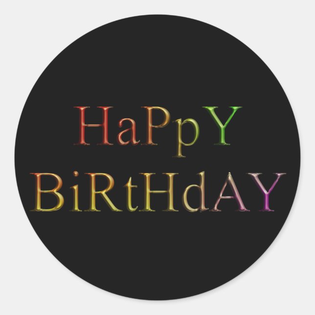Gold Happy Birthday Classic Round Sticker (Front)