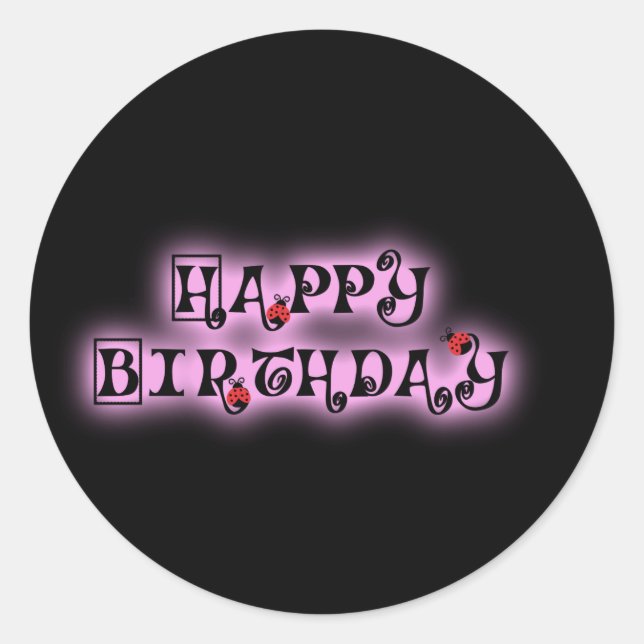 Gold Happy Birthday Classic Round Sticker (Front)