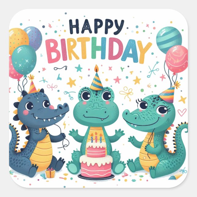 Gold Happy Birthday Classic Round Sticker (Front)