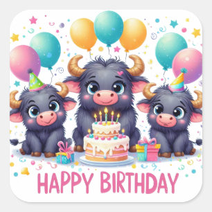 Gold Happy Birthday Classic Round Sticker