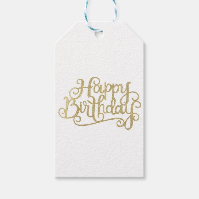 Gold Happy Birthday Gift Tags (Front)