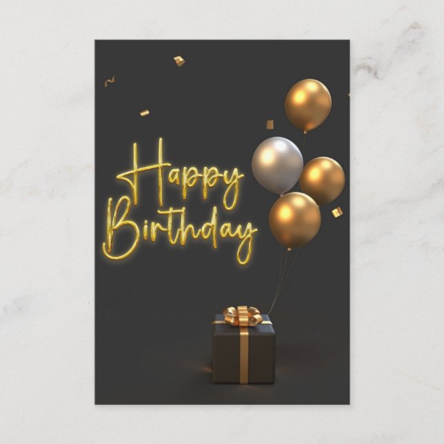  Gold Happy Birthday Greeting Card  (Front)