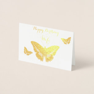 Gold Happy Birthday Wife Foil Card