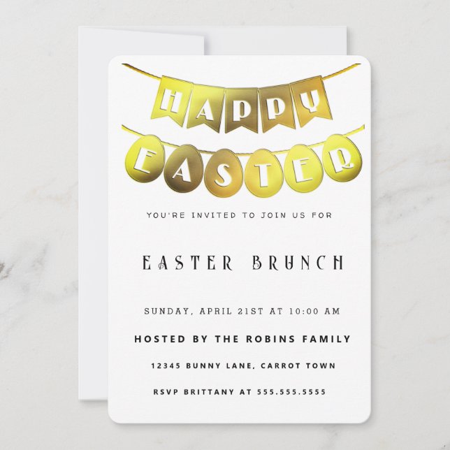 Gold Happy Easter Invitation (Front)