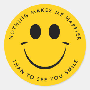 Gold Happy Face Personalised Classic Round Sticker