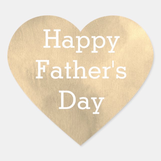 Gold Happy Fathers Day Heart Sticker (Front)