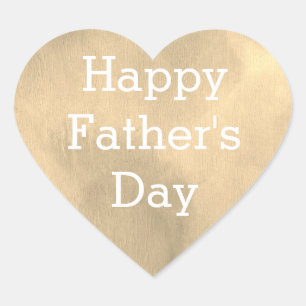 Gold Happy Fathers Day Heart Sticker