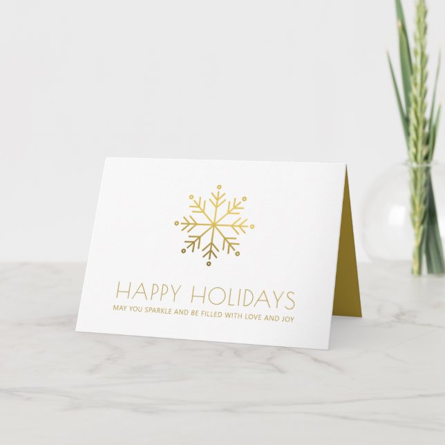 Gold Happy Holidays Customer Thank You Card (Front)