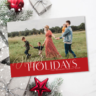 Gold Happy Holidays Photo Card