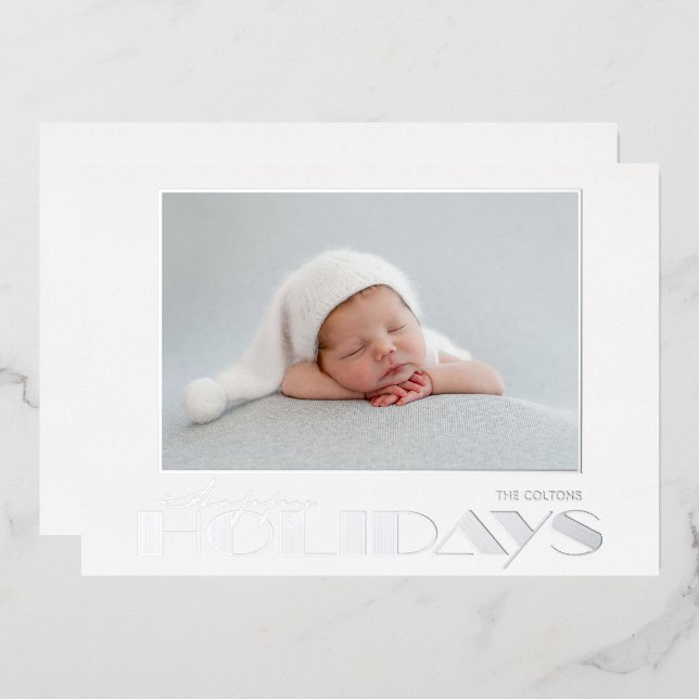 Gold Happy Holidays Photo Foil Holiday Card (Front/Back)