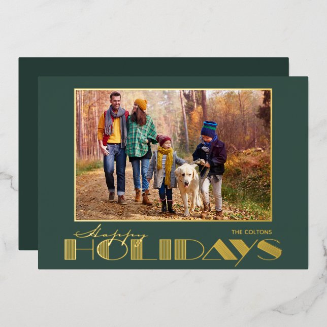 Gold Happy Holidays Photo Foil Holiday Card (Front/Back)