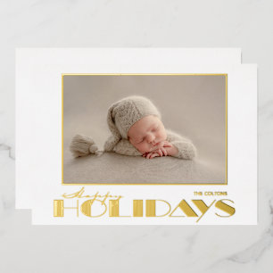 Gold Happy Holidays Photo Foil Holiday Card