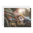Gold happy holidays stars photo holiday card