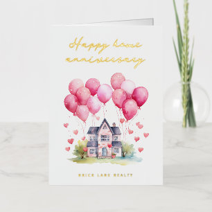 Gold Happy Home Anniversary Realty Foil Greeting Card