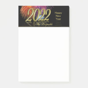 Gold Happy New Year 2022 Fireworks Post-it Notes