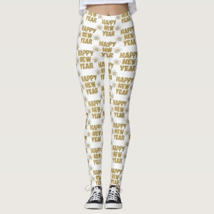 gold happy new year fireworks leggings