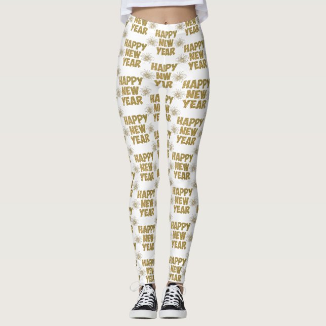 gold happy new year fireworks leggings (Front)