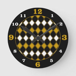 Gold Harlequin Round Clock