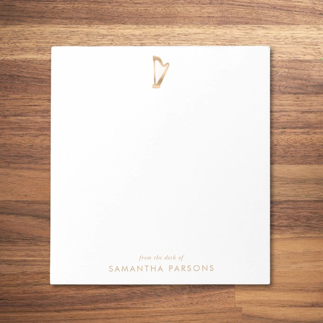 Gold Harp Simple Elegant Music Teacher Notepad (Creator Uploaded)