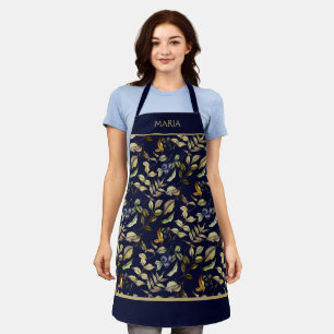Gold Harvest Leaves & Berries Custom Apron