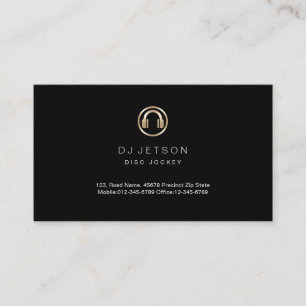 Gold Headphones Icon Disc Jockey Business Card