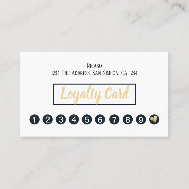 Gold Heart 10th Appointment Personalised Loyalty Card (Front)