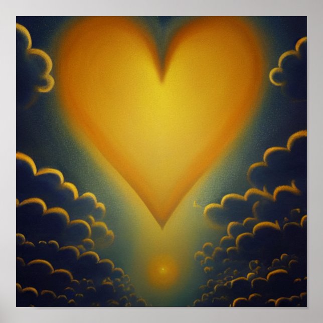 Gold Heart and Clouds Poster (Front)