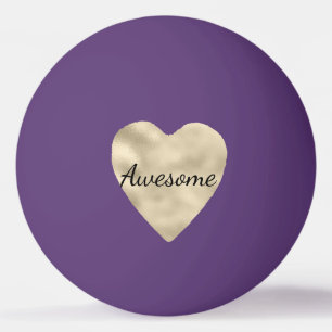 Gold Heart Awesome Personalised Ping Pong Ball