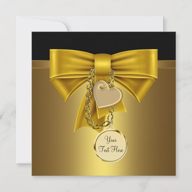 Gold Heart Black Gold Party Template (Front)