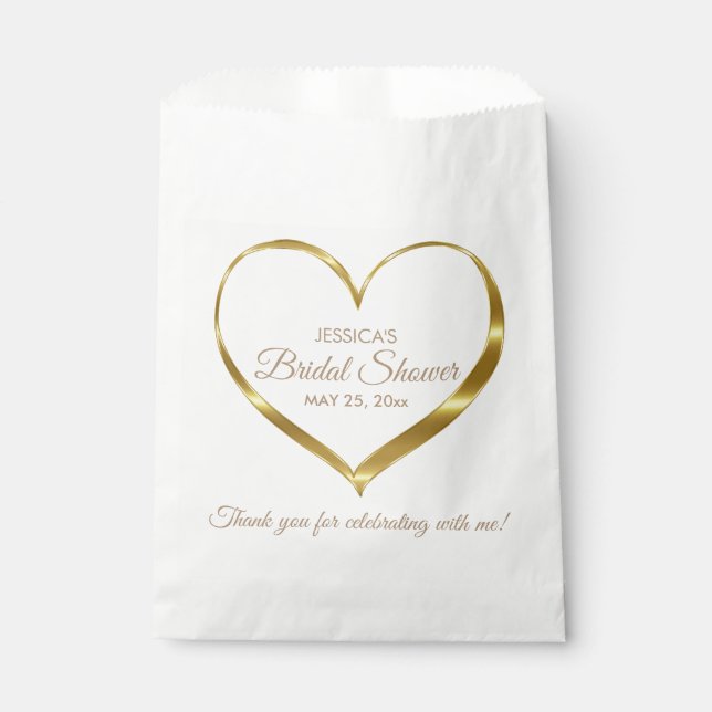 Gold Heart Bridal Shower Thank You Favour Bags (Front)