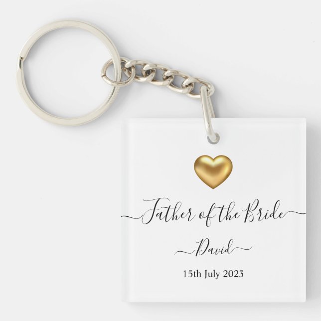 Gold Heart Father of the Bride Key Ring (Front)