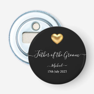 Gold Heart Father of the Groom Bottle Opener