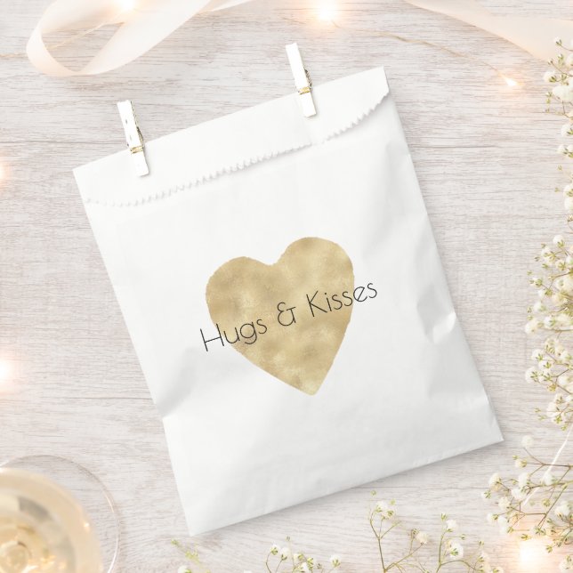 Gold Heart   Favour Bags (Clipped)