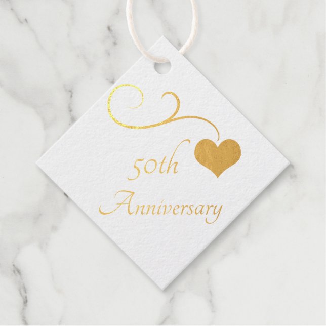 Gold Heart Foil Favour Tag (Front)