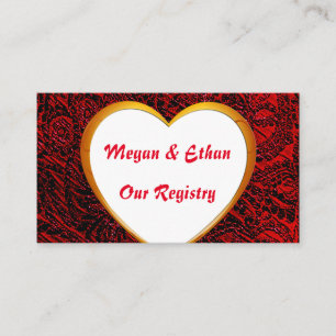 Gold Heart Frame Image & Red Fabric Registry Card