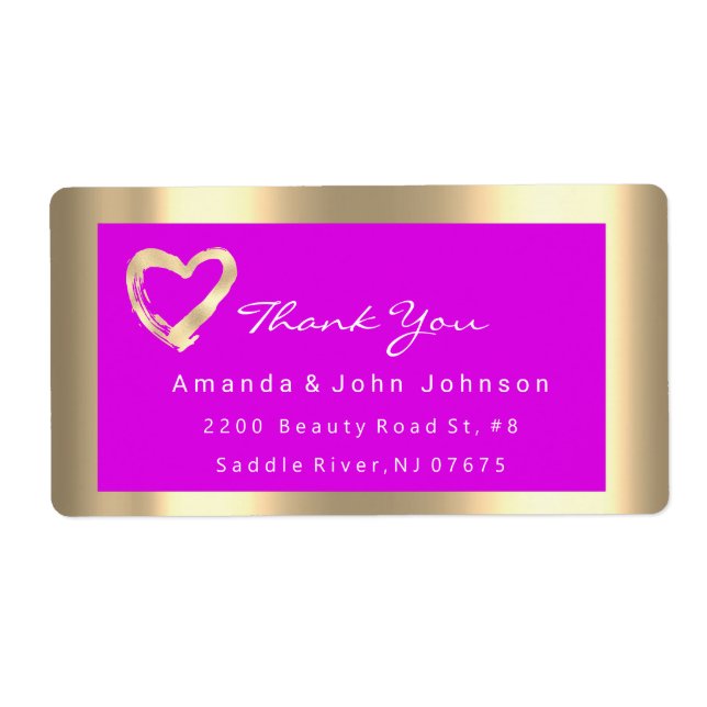 Gold Heart Frame Pink Fuchsia Event RSVP  (Front)