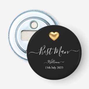 Gold Heart Groomsman Wedding Bottle Opener