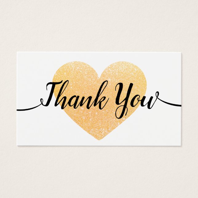 Gold Heart Handwritten Calligraphy Thank You (Front)