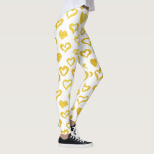 Gold Heart Lips Fun Cute Valentine Leggings