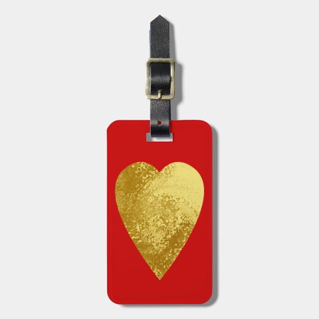 gold heart luggage tag (Front Vertical)