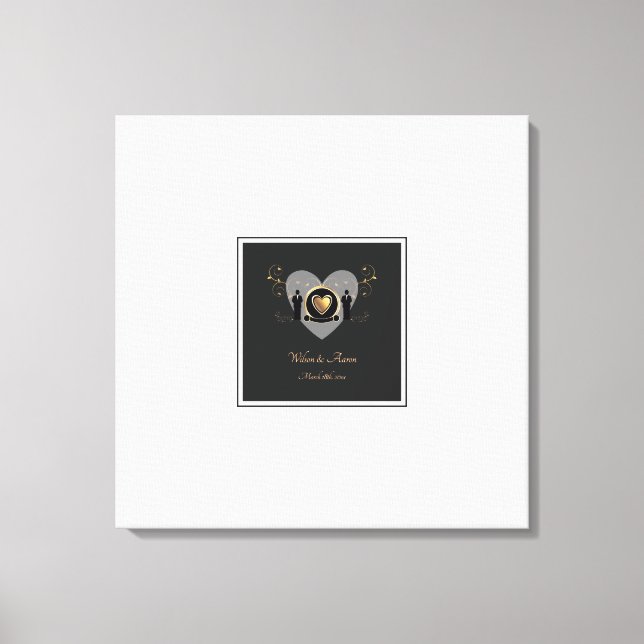 Gold Heart Male Wedding Alternative Guestbook (Front)