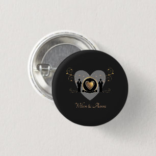 Gold Heart Male Wedding   Button