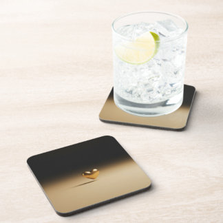 Gold Heart Minimalist Aesthetic Hard Plastic Coast Coaster