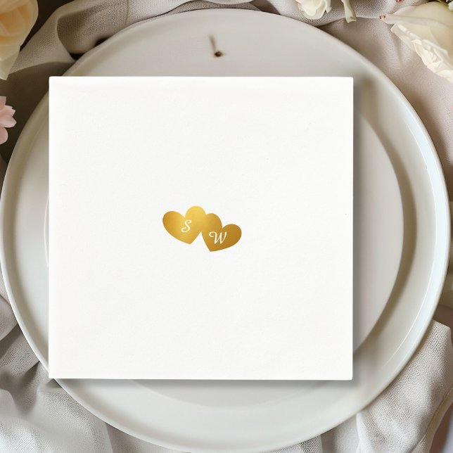 Gold Heart Monogram Initials  Napkin (Creator Uploaded)