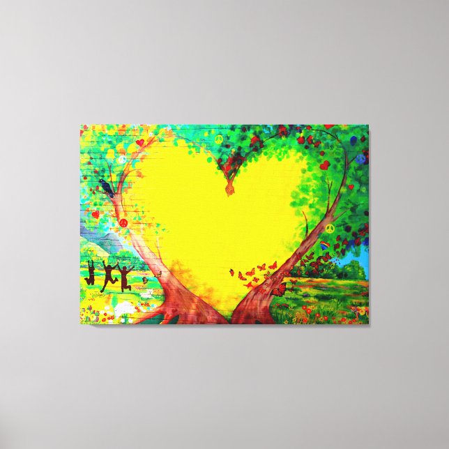 gold heart mural wrapped canvas (Front)