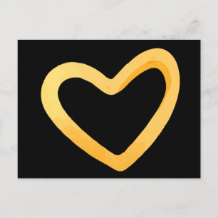 Gold heart on black background postcard
