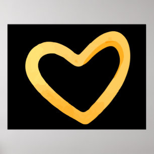 Gold heart on black background poster